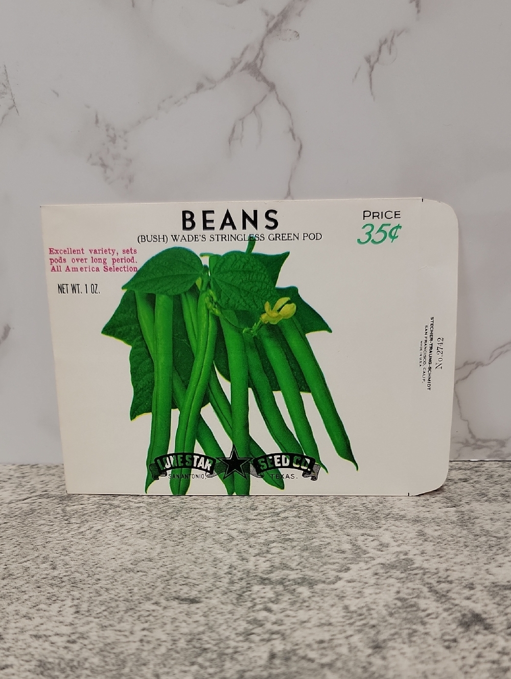 Vintage Beans Empty Seed Packet set of 4 NOS New Old Stock